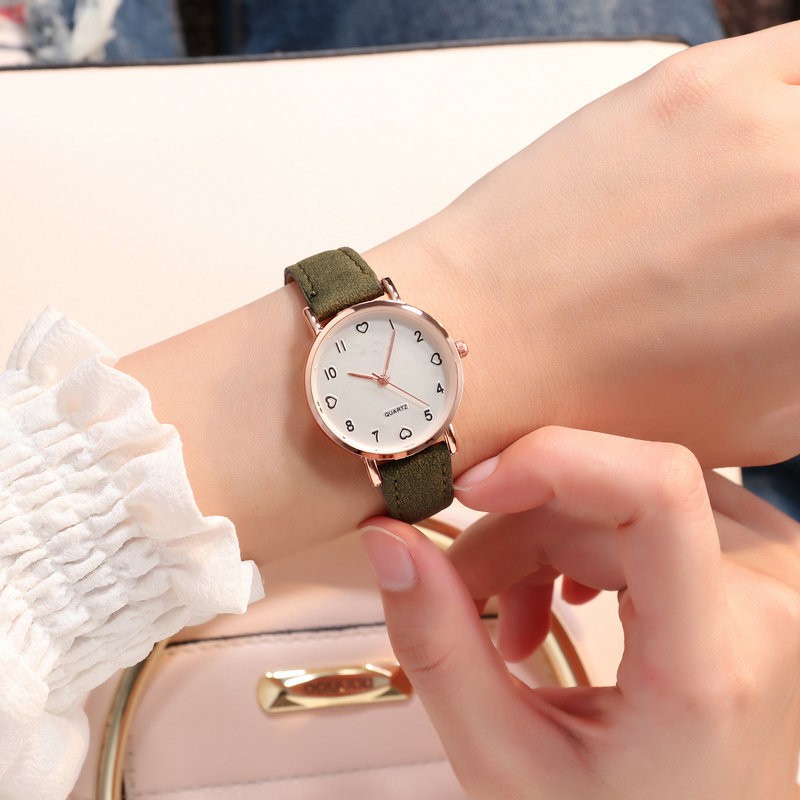ELBER J171 Jam Tangan Kulit Wanita Polos Jam Cewek Analog Mini Tali Kecil-2
