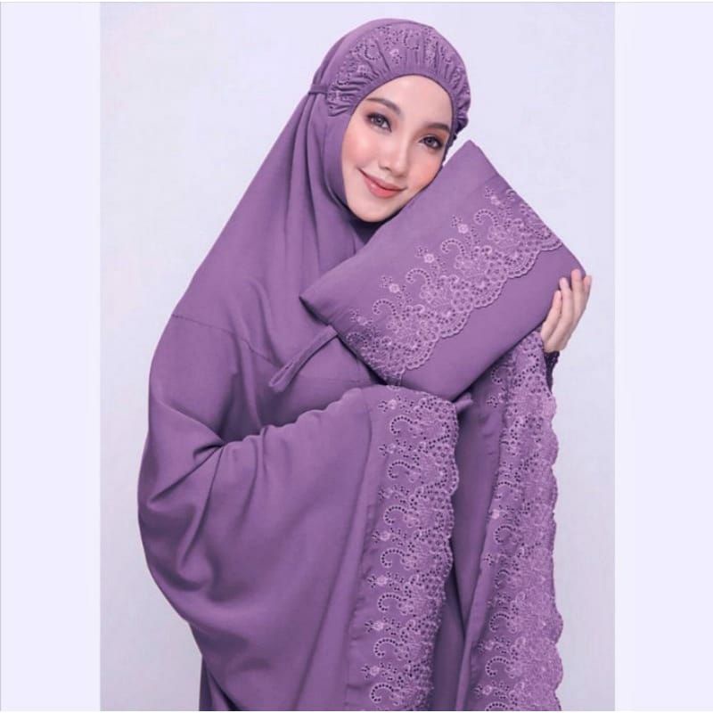mukena khadijah/mukena renda bordir/mukena Jumbo dewasa