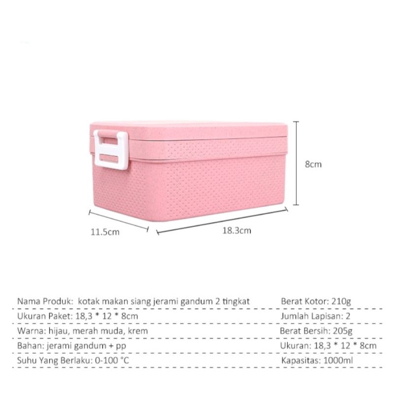 US089 Lunch Box Kotak Makan 1000ml Ecentio By Toko Haji Usman