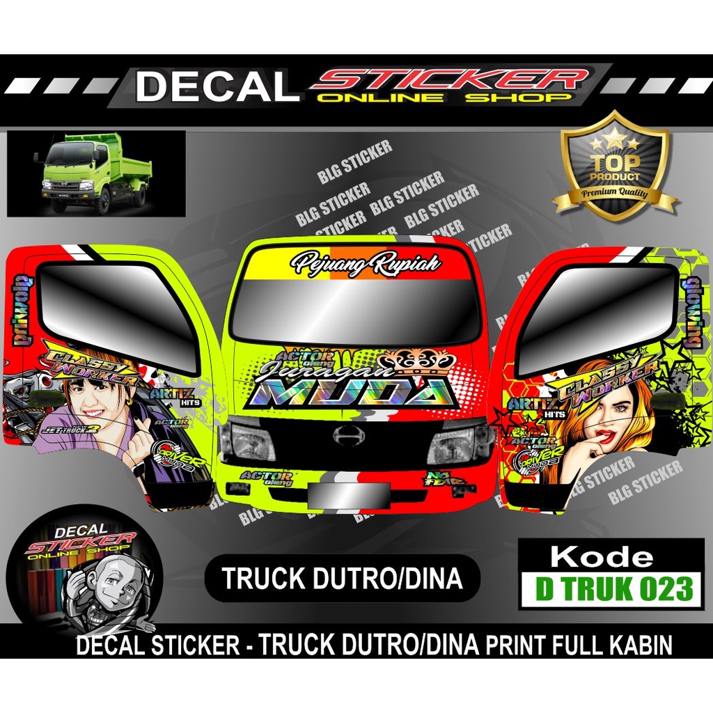 decal truk hino dutro sticker full kabin