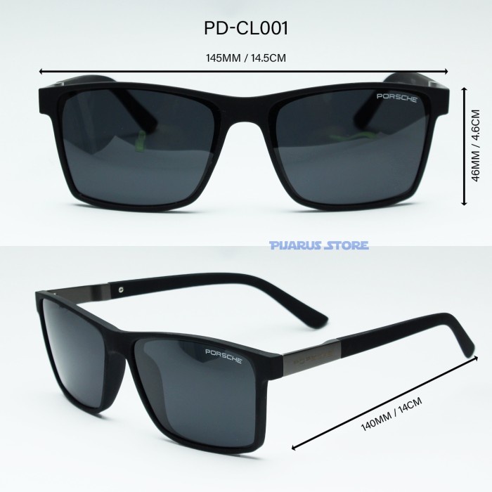 Kaca Mata Pria Polaroid Porsche Design Black Edt - Hitam New