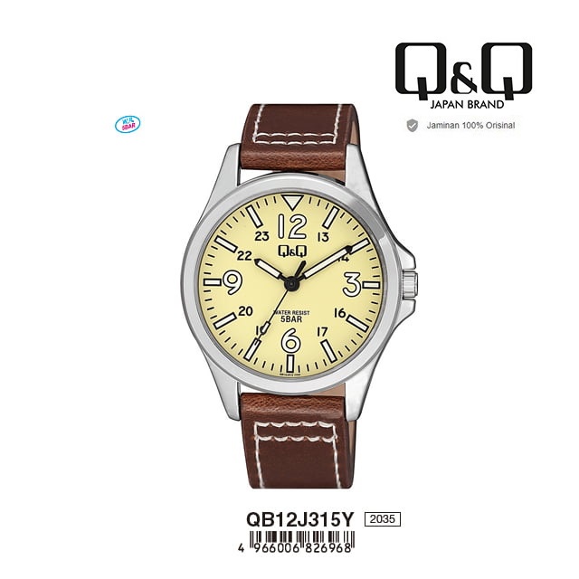 Q&Q QNQ QQ ORIGINAL ANALOG WATCH JAM TANGAN PRIA TALI KULIT QB12 QB12J QB12J315Y