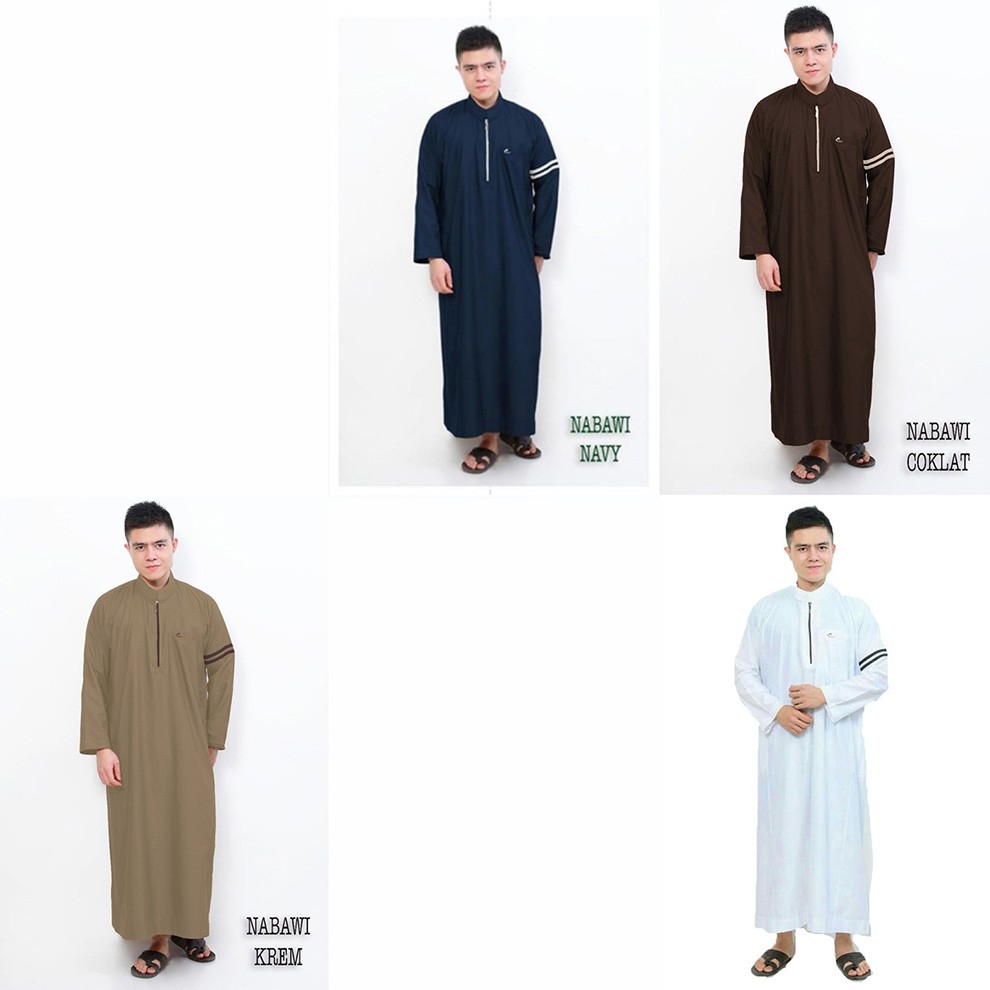 Stelan Gamis Pria Nawawi Putih - Size S sd Size XL / Pakaian Muslim Pria Premium JCCollections