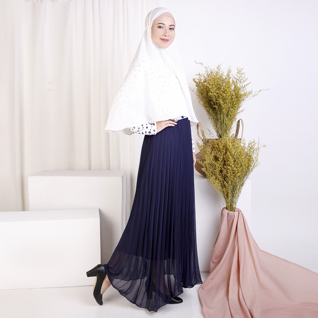 Long Dress gamis Lengan Panjang Sifon Muslimah Model terbaru - TheXshop Elois Onde