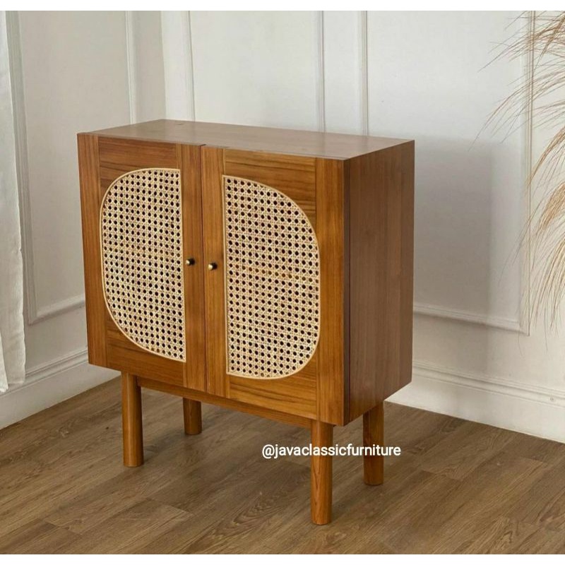 NAKAS KABINET ROTAN VINTAGE BUFET RETRO MINIMALIS DRAWER ROTTAN SCANDINAVIA MURAH BAHAN KAYU JATI TUA GRADE A FINISHING NATURAL FURNITURE JEPARA-1