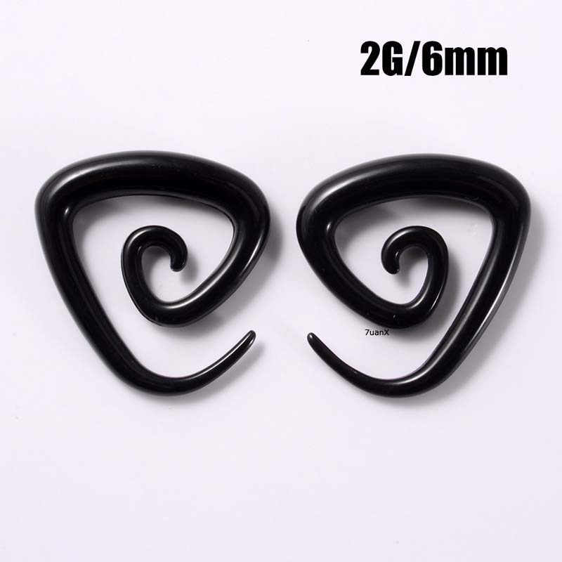 2pcs Anting Tindik Bentuk Spiral Bahan Akrilik Ringan Warna Hitam Untuk Unisex