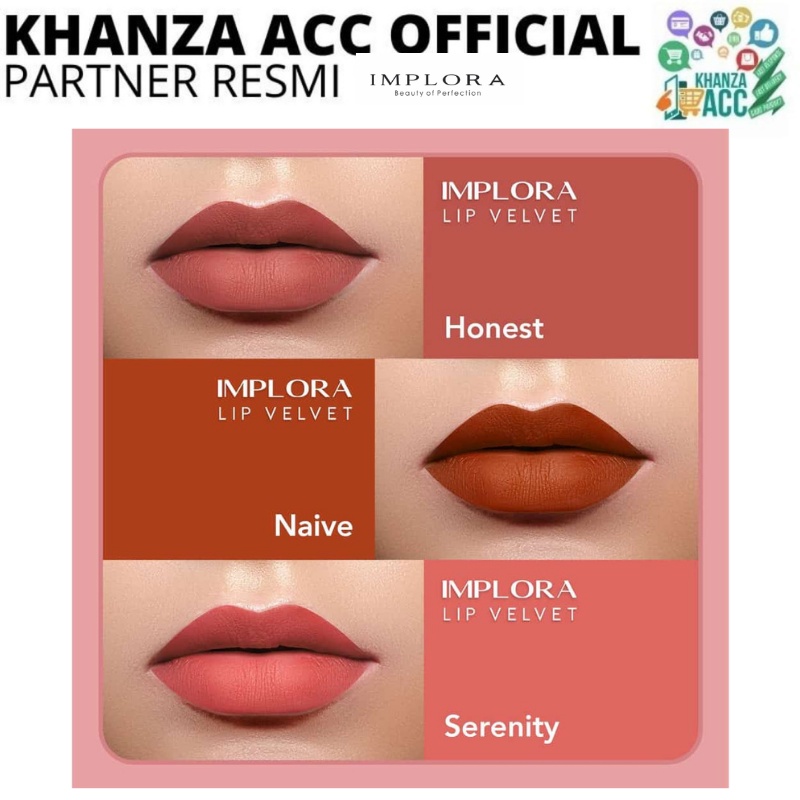 KHANZAACC IMPLORA Lip Velvet Pelembab Bibir Murah Original