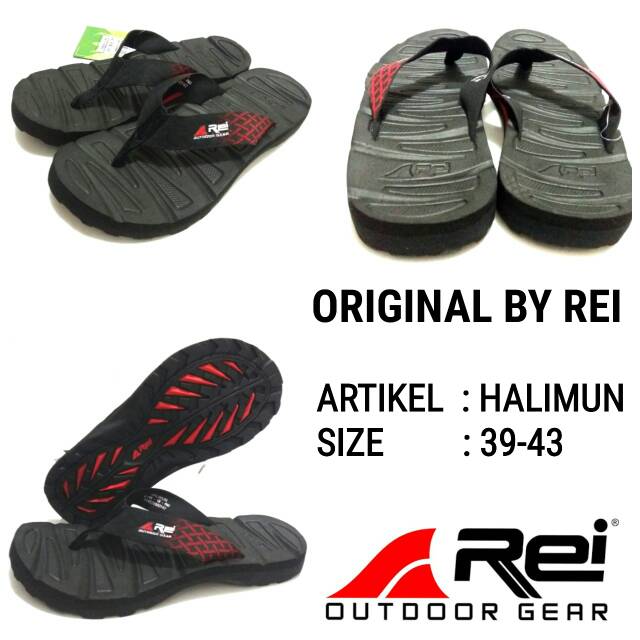 SANDAL JEPIT PRIA REI HALIMUN BLACK RED MURAH ORIGINAL