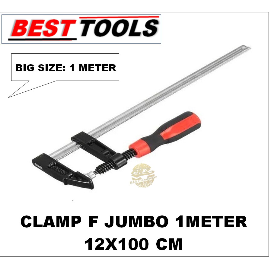F CLAMP 1 METER KLEM F CATOK PRES PENJEPIT KAYU JUMBO PANJANG 12 X 100 CM BESTTOOLS