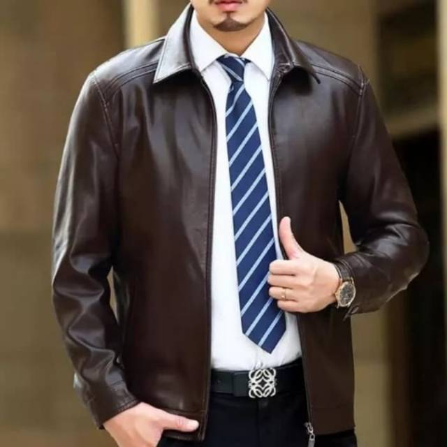 Jaket pria kulit asli domba super/ jaket kulit kantor /jaket kulit semi formal (bisa COD)