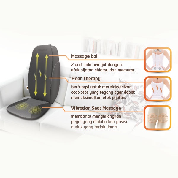 ADVANCE - Oto Relax (M201) Sofa Massager - Bantalan Kursi Pijat Refleksi Mobil Portable Electric Alat Pemijat Mesin Pijit Pijet Getar Elektrik