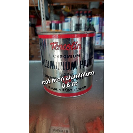 CAT BRON ALUMINIUM PAIINT - CHROME - PERAK - 0,8 LITER - CAT MINYAK SYNTHETIC BESI/ ALUMINIUM/GALVANIS