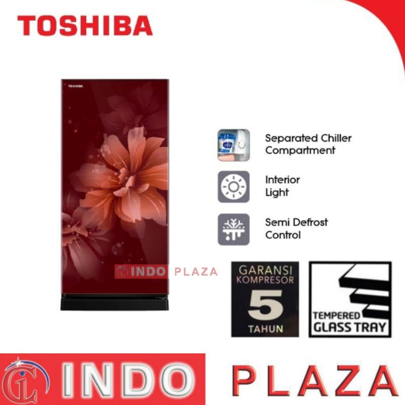 KULKAS 1 PINTU TOSHIBA GR-RD196 / 235 CC DMF RED FLOWER