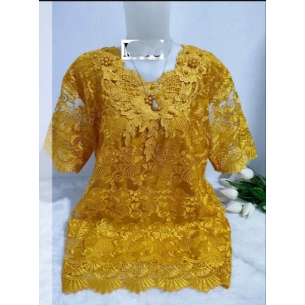 Atasan brokat aurum mutiara l xl xxl tangan pendek lapis furin