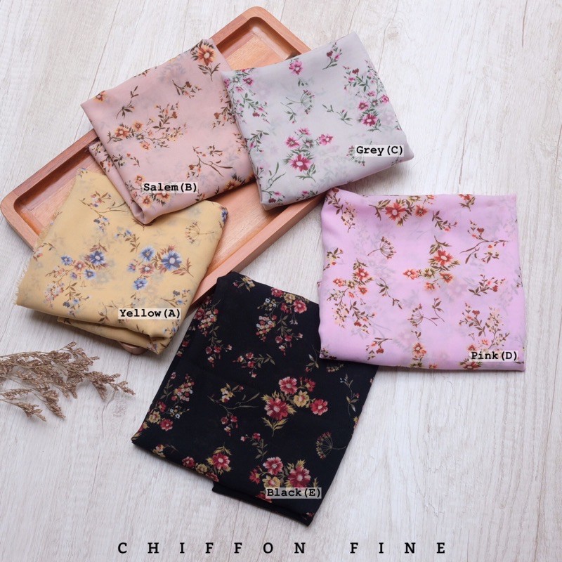 {BARU KAINNYA SAJA}  HIJAB MOTIF SEGIEMPAT - KERUDUNG SIFON FINE - CHIFFON FINE - 222 VINE-1