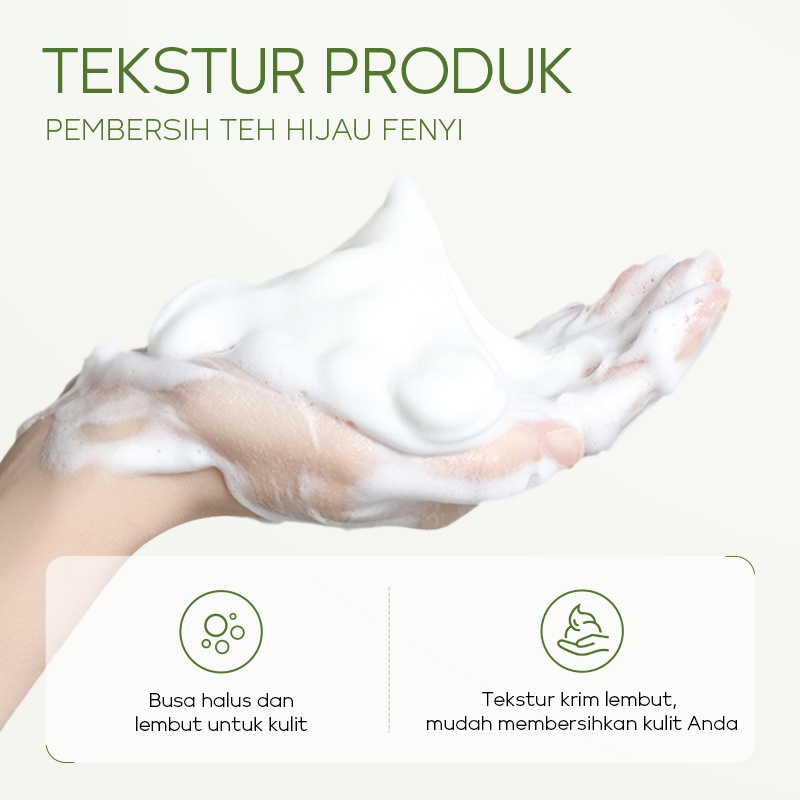 BPOM Fenyi Green Tea Menenangkan Kulit Pembersih Wajah Alami Mengontrol Minyak Pembersih Wajah Pembersihan Mendalam 50g