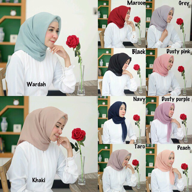 Hijab Square Serut Cornskin Serat Jagung Segi empat (4) Basic Polos [HIJAB CORNSKIN]