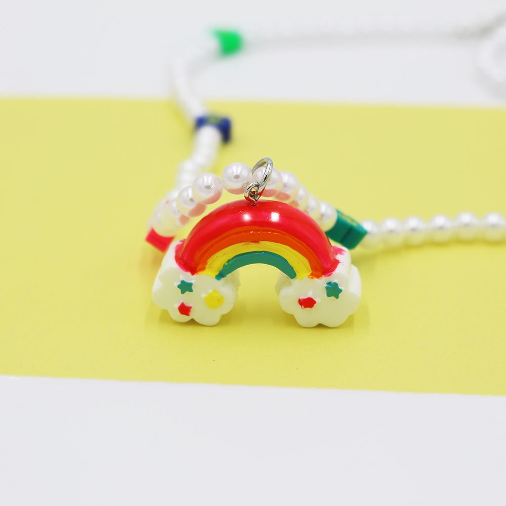 Gaya Korea imitasi mutiara bunga Smiley kalung in rainbow liontin all-match ornamen siswa perempuan