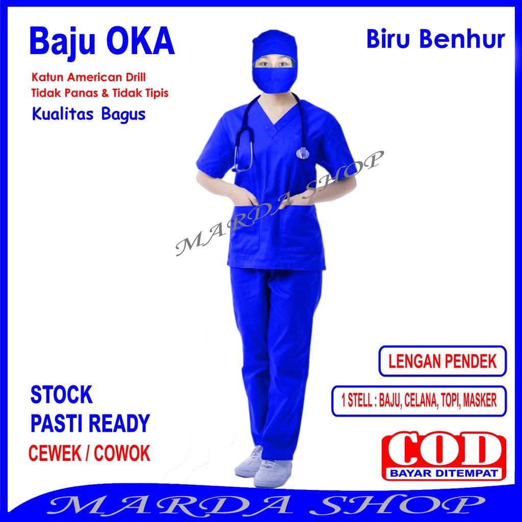 Baju OKA/Baju Scrub/Baju Perawat, Pria Wanita Lengan Pendek