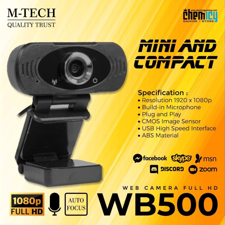 WEBCAM M-Tech WB500 Web Camera Full HD Streamer 1080P Witch Mic