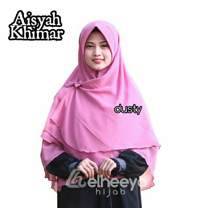 Aisyah Khimar Dusty by Elheeya Hijab, bahan sifon 2 layer, grosir