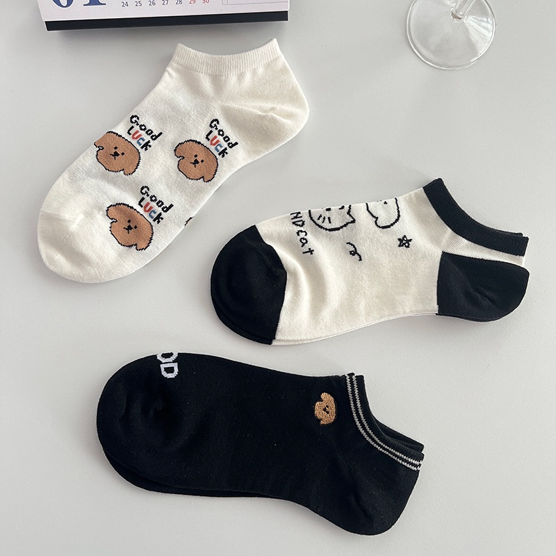 GO! KK817 Kaos Kaki Wanita Pria Pendek Unisex Semata Kaki Ankle Motif anjing Socks Korean