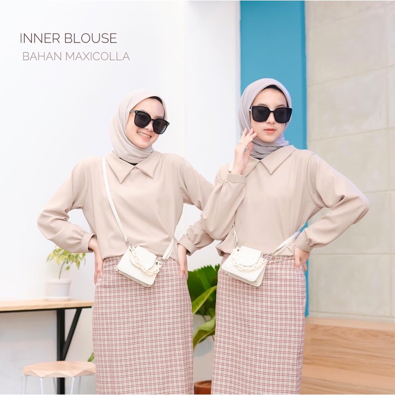 Rereyshop Inner Blouse Putih Bahan Toyobo Tebal Adem Atasan Wanita Terlaris