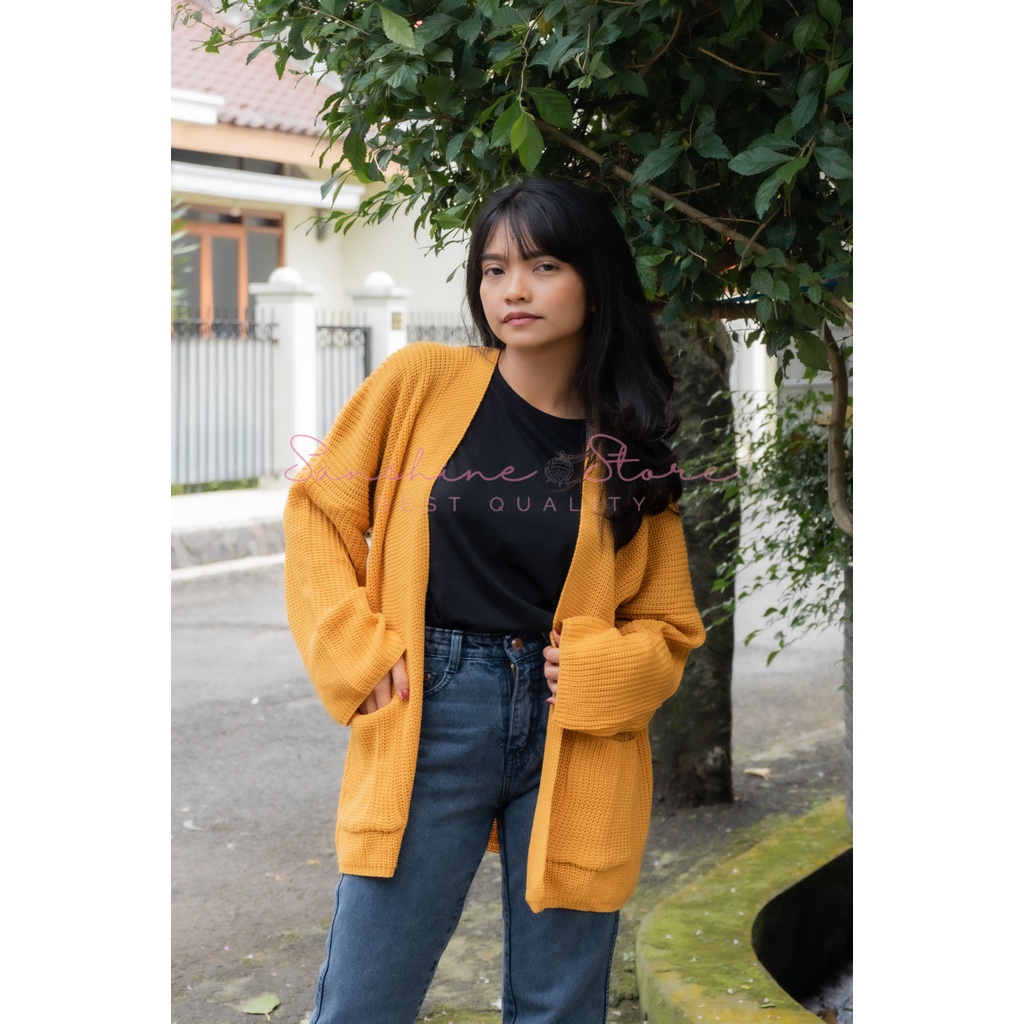 LAVELLA Cardigan Rajut Oversize Premium Tebal  Size FIt To XXL