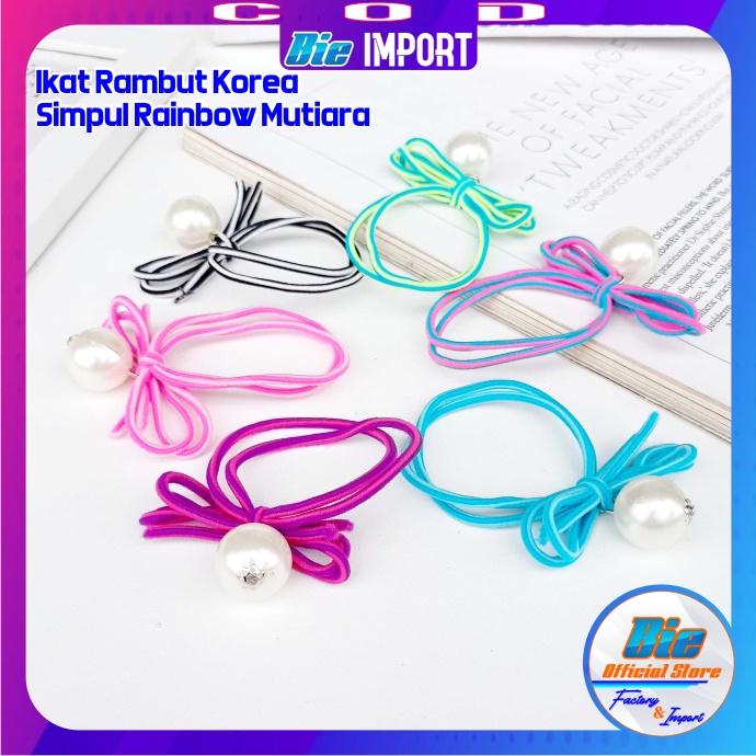 Ikat Rambut Korea Tali Simpul Rainbow Perl Impor Best Seller