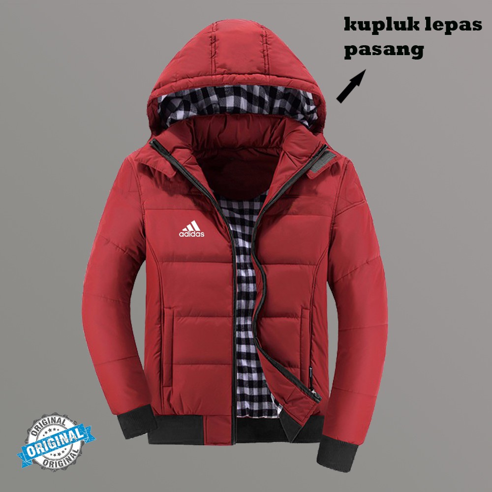 Jaket Pria Parasut Kupluk Logo ADIDAS Tebal Anti angin waterproof COD/ Jaket Gunung / Jaket Parka