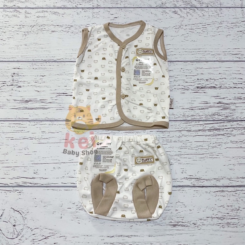 Baju Bayi Newborn Set Fluffy Kutung Bis SNI Khaki - Set Baju Bayi Fluffy