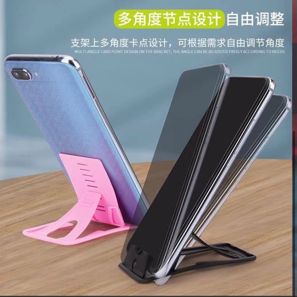 Stand Card Phone Holder Color SS Dudukan HP Lipat Universal / Slim Pocket Size Portable Foldable Phone Stand Kickstand For Smartphone