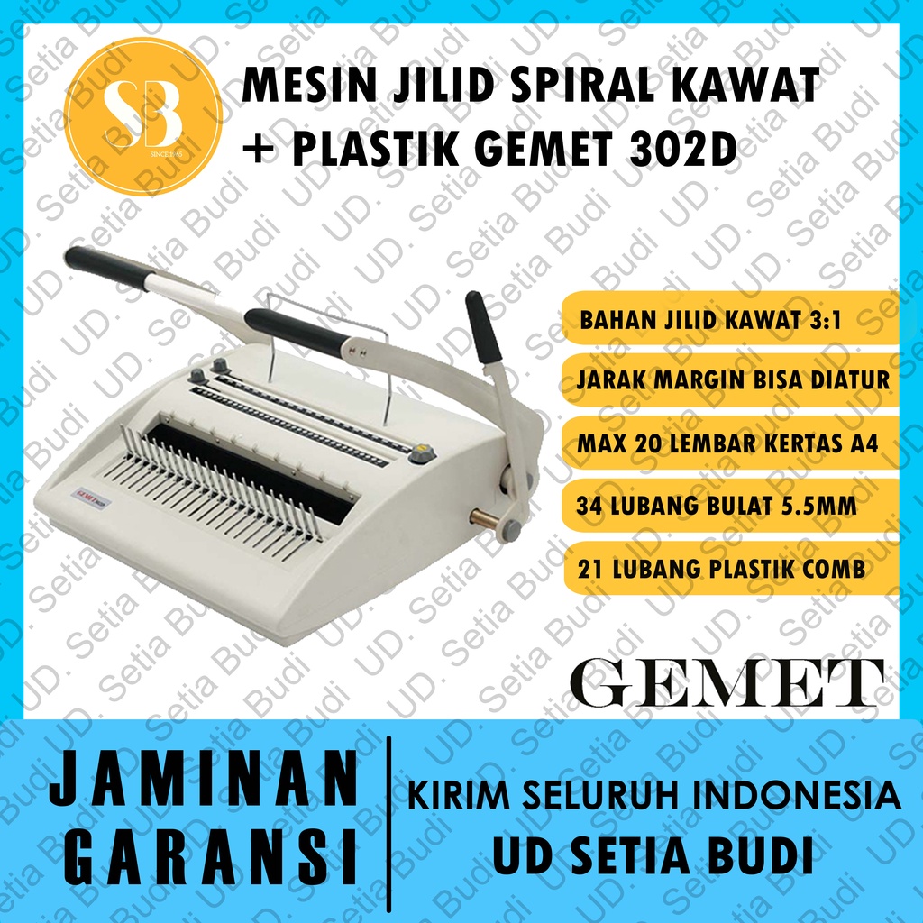 Mesin Jilid Spiral Kawat dan Plastik GEMET 302D Asli dan Bergaransi