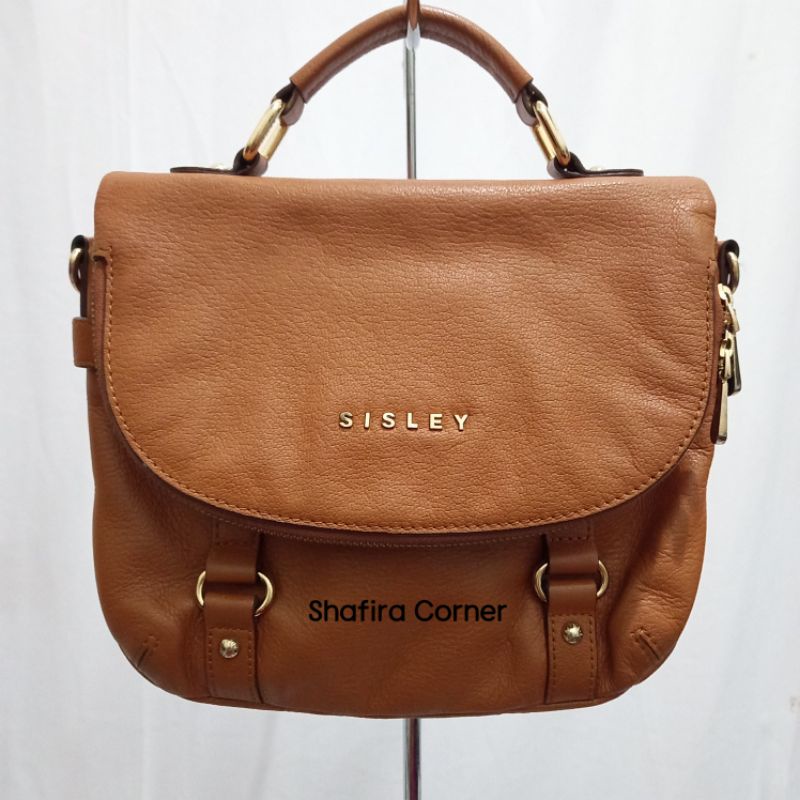PRELOVED TAS SLING COKLAT SISLEY KULIT SAPI