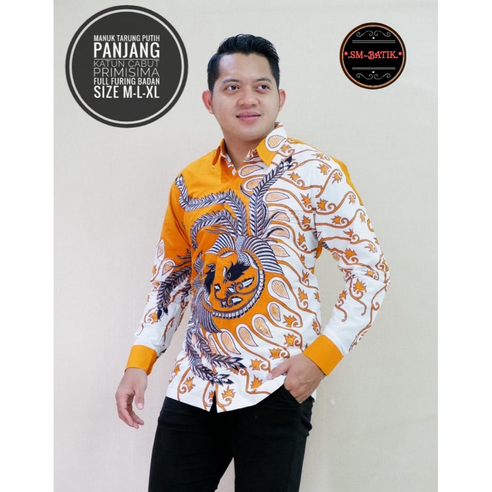 Batik pria lengan panjang modern KUNING ORIGINAL BAJU PREMIUM KEKINIAN BATIK SOLO MURAH TERBARU