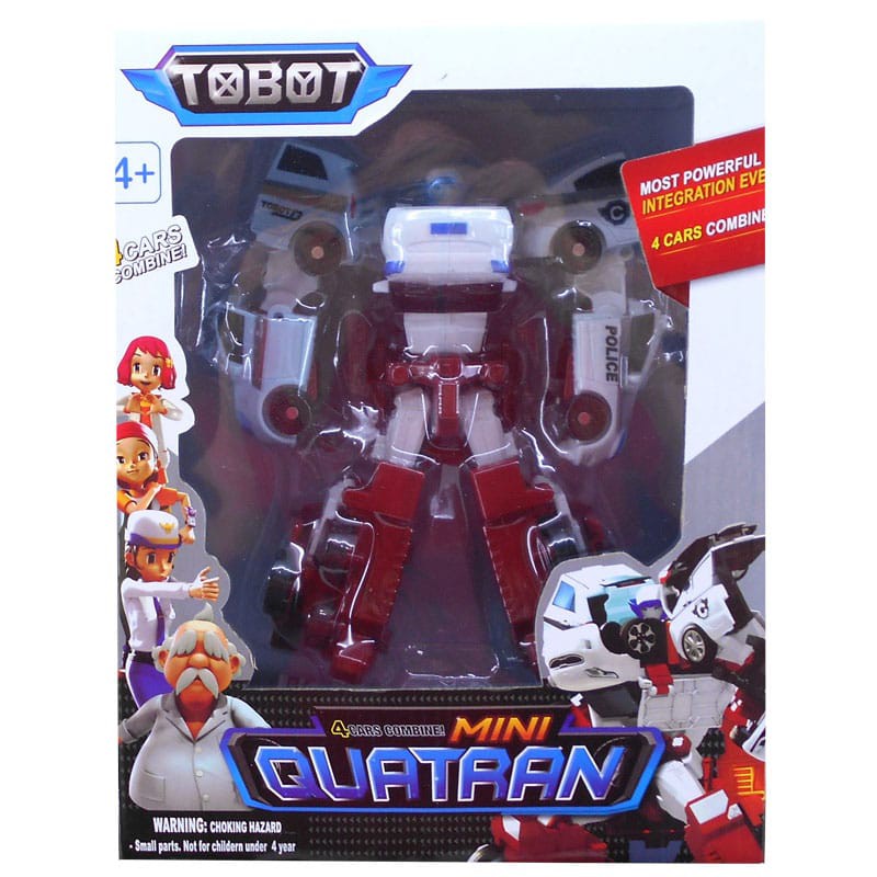 Tobot Mini QUATRAN Putih - 4IN1 Quatran Hitam Policetron Deltatron Magma Robocar Poli Champion