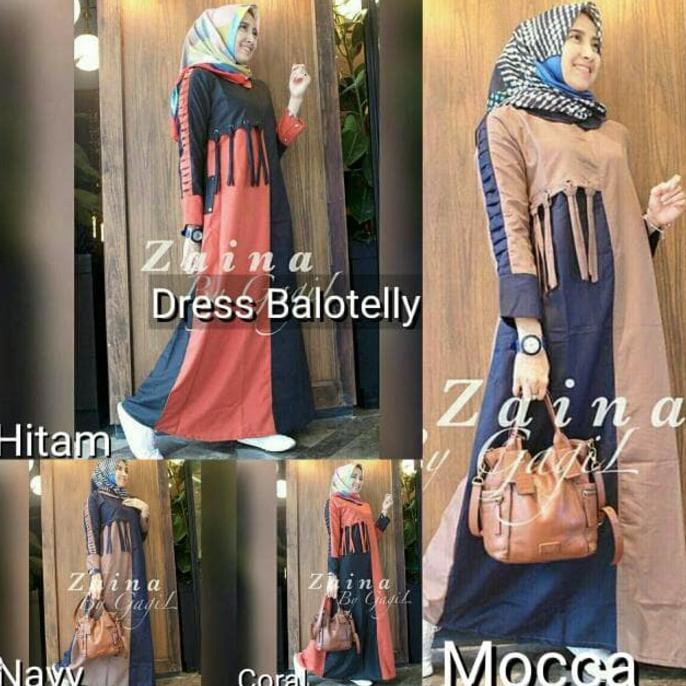 "New" Gamis / Dress muslim murah / Pakaian hijab / Baju wanita : Zaina dress - Navy