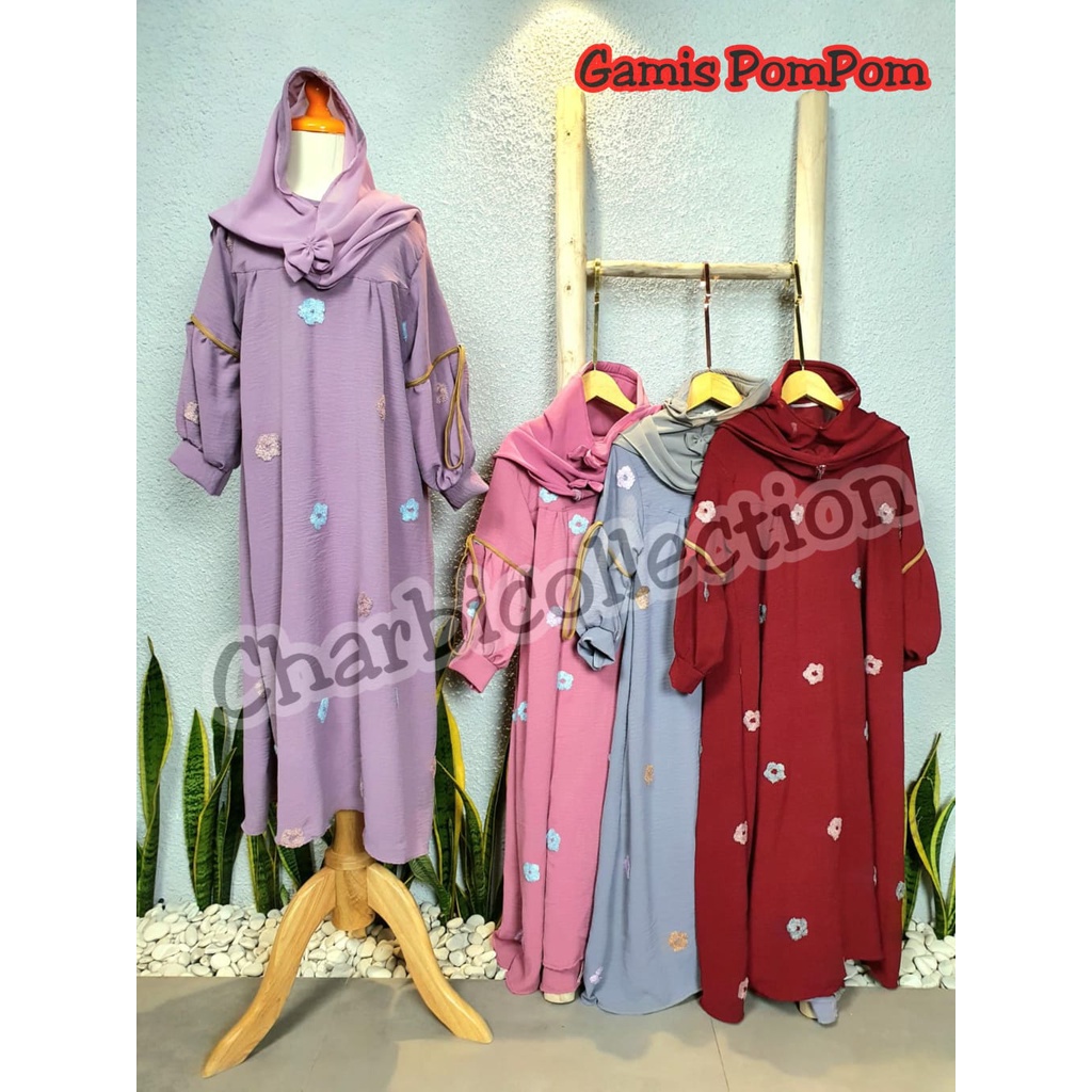 Gamis Pompom/ Dress Pompom/ Gamis Viral Pompom