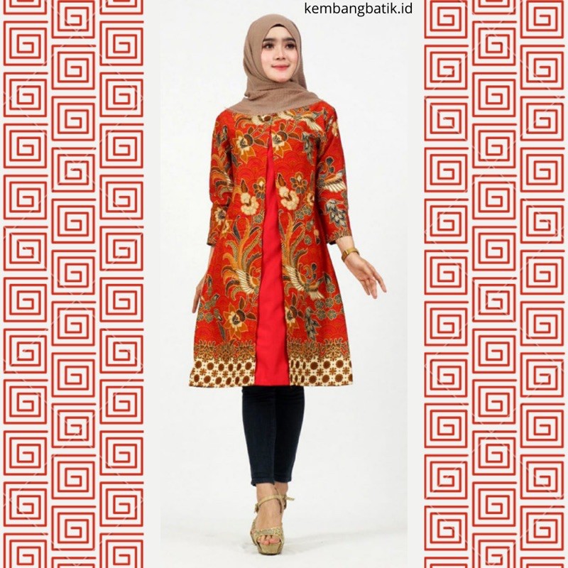 Baju Atasan Wanita Fashion Muslim Tunik Batik Modern