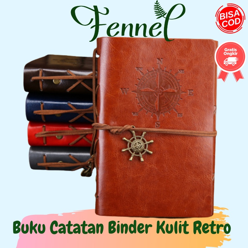 Buku Catatan Binder Notepad Kulit Retro Compass Kertas A5 ZB045