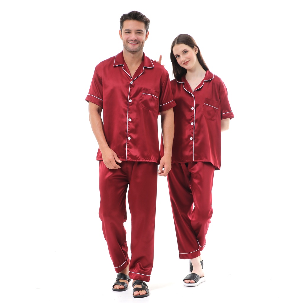 Zavyn Setelan Piyama Couple Short Sleeve Satin Silk Premium