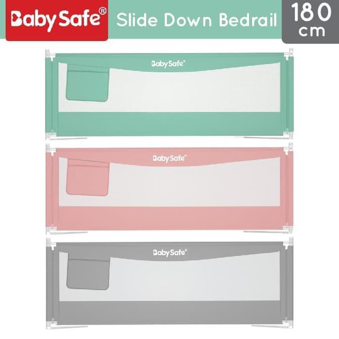 Baby Safe Xy002C Slide Down Bedrail 180Cm - Pagar Pengaman Kasur Anak - Merah Muda - Termurah 