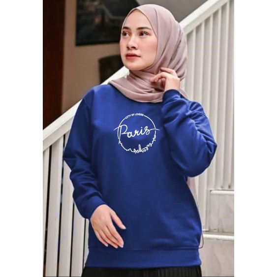 Kaos Lengan Panjang paris bulet / Kaos Sweatshirt / Atasan Wanita / Atasan Wanita Lengan Panjang