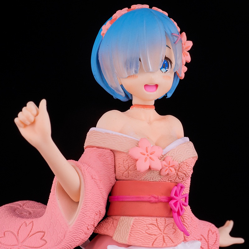 Mainan Action Figure Anime Re: Life In A Different World From Zero Rem Dengan Sakura Kimono Pink 23cm Bahan PVC