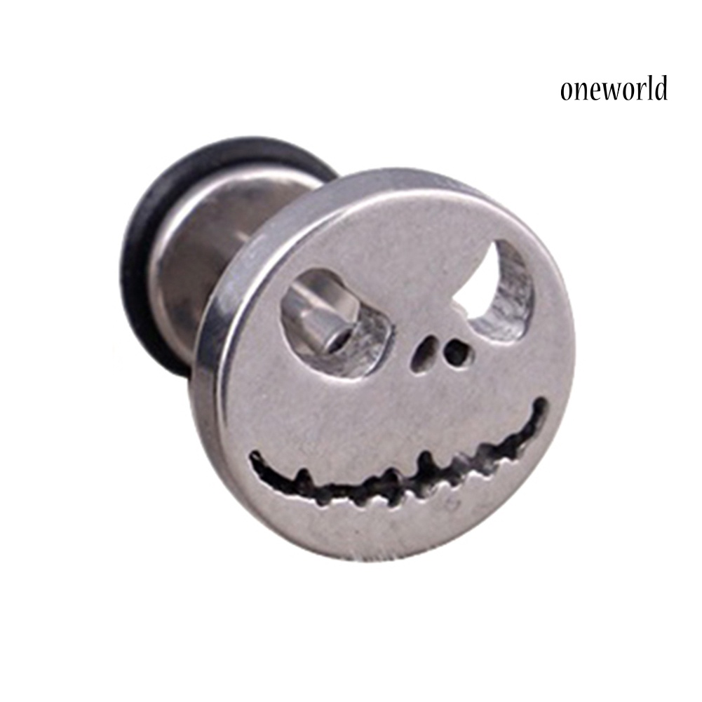 OW@ 1Pc Men Women Halloween Skull Titanium Steel Ear Stud Earrings Piercing Jewelry