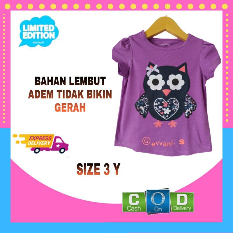 Kaos Anak Cewek Cewe Perempuan Lengan Pendek Murah Branded Karakter 3 tahun bandung