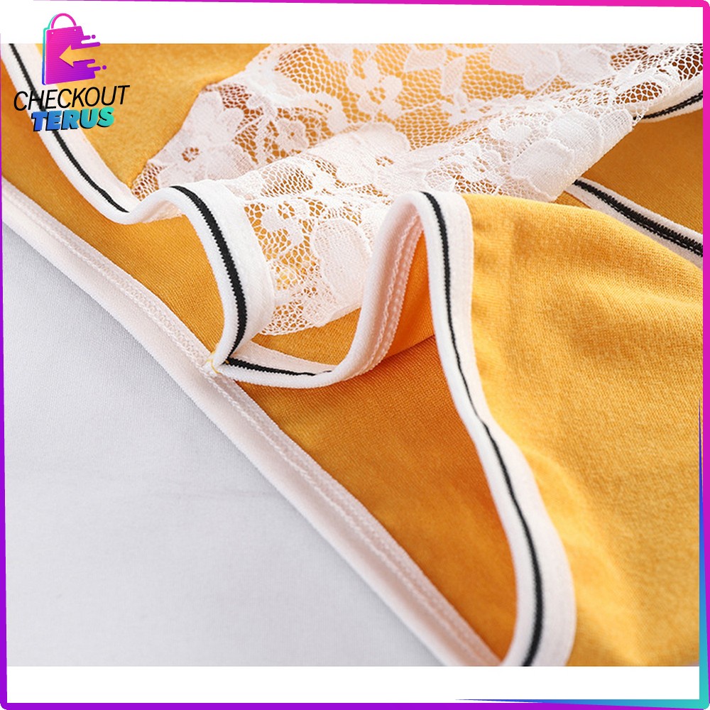 CT P129 Celana Dalam Wanita Dewasa List Garis Renda Bunga Kolor Undies Wanita Import Motif Polos