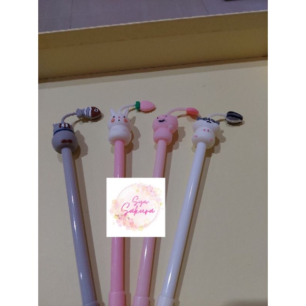 

bolpen pen lucu tinta gel motif karakter hewan