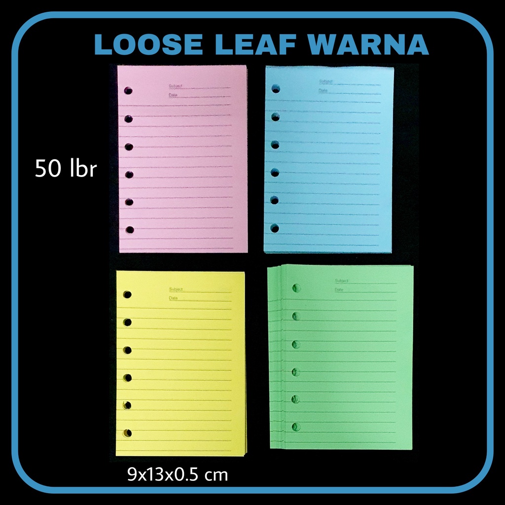 

SOS Loose Leaf GASTA 6R90K-50W 70gr Warna/ Kertas Binder/Isi Binder