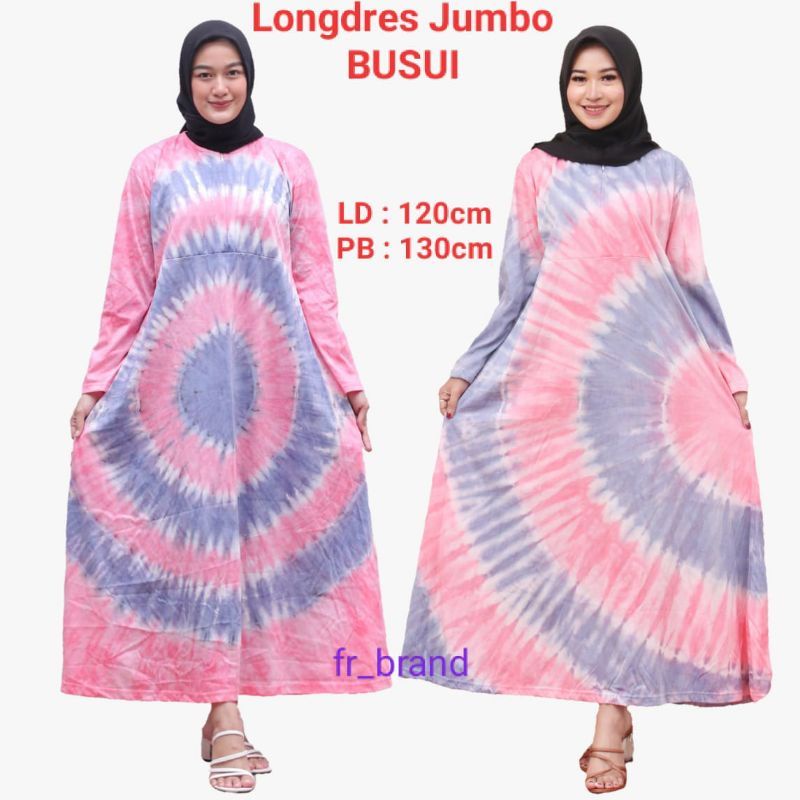 Daster Kaos Jumbo Busui Lengan Panjang Pelangi TieDye Termurah Adem Terlaris